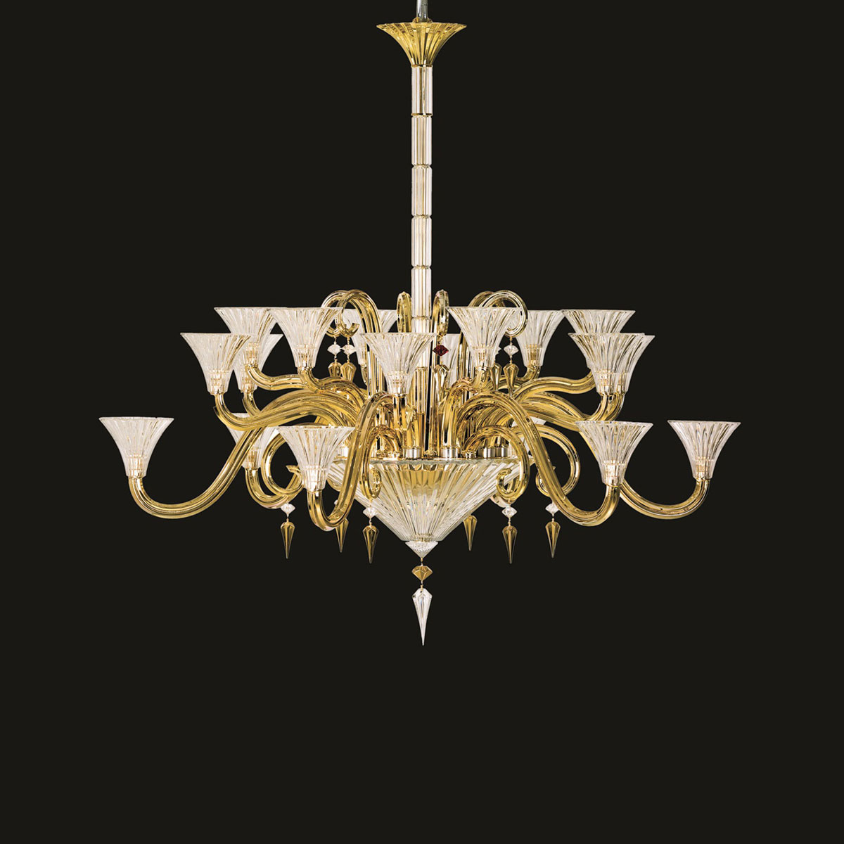 Baccarat Crystal, Mille Nuits Gold D'Or Chandelier, 18 Light